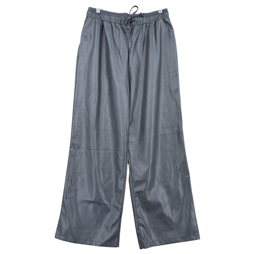 ASOS DESIGN Wide Leg Faux Leather Pants Womens 8 Polyurethane Gray